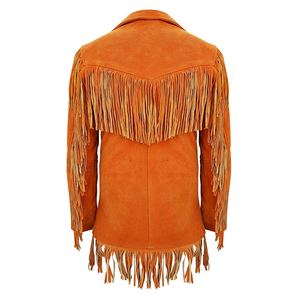 เสื้อแจ็คเก็ตฤดูหนาวสไตล์ตะวันตกแบบยูนิเซ็กซ์ ตกแต่งด้วยผ้าควิลท์และพู่หนังแท้ ผ้าคอร์ดูรอย ผ้าฝ้ายทอ ระบายอากาศได้ดี เหมาะสำหรับใส่ลำลองหรือทำงาน - Product Image 4