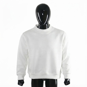 Sweat-shirt décontracté pour femme, col roulé blanc, en polyester/coton, tricoté, doublé, coupe classique, couleur unie, séchage rapide, respirant, automne - Product Image 1