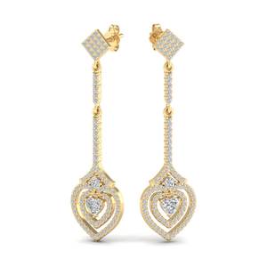 Boucles d'oreilles pendantes longues REYES Timeless en argent sterling 925 avec moissanite certifiée GRA, design en forme de cœur, fermeture à vis - Product Image 1