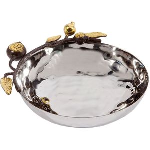 Juego de Servir de Lujo de 6 Recipientes de Acero Inoxidable Martillado con Base de Rama de Olivo Dorada |   Servidor de Nueces y Frutos Secos Botánicos para Decoración del Hogar y Hoteles - Product Image 2