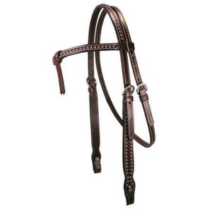 Cabezada de cuero genuino para caballo con frontal anudado, diseño de lunares y herrajes de acero inoxidable, proveedor OEM - Product Image 1