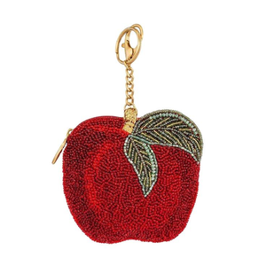 Nouveau porte-clés pomme luxueux et élégant, fait main, écologique, en perles de rocaille, accessoire de charme pour sacs et pochettes, idéal pour anniversaire et remise de diplôme - Product Image 1