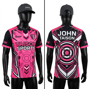 Mens <b>dart</b> jersey 150 GSM premium polyester breathable moisture wicking pink black panel design sublimation custom logo team wear - Product Image 1