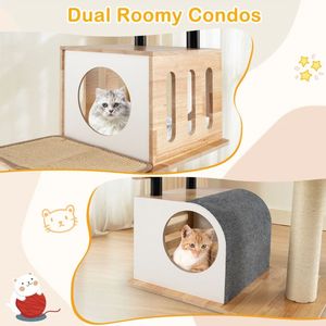 Torre Moderna Alta para Gatos con Bolas Colgantes y Alfombras de Sisal, Doble Condo, Árboles y Rascadores Premium para Gatos - Product Image 6