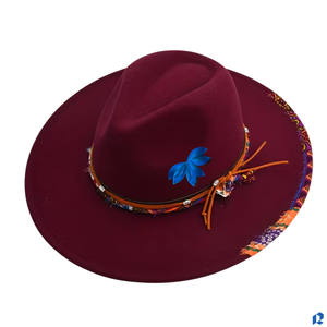 Sombrero Fedora Unisex Vintage de Fieltro Estilo Trilby Boho con Cinturón Trenzado Decorativo, Gorra Casual de Poliéster para Playa, OEM ODM Personalizado - Product Image 1