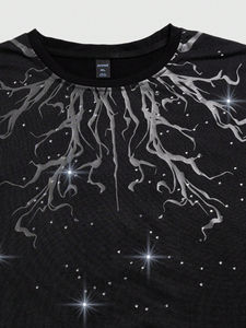 เสื้อยืดคอตตอนสีพื้นปักลายเพชรแบบสั่งทำขายส่งสำหรับผู้ชาย สไตล์สตรีทแฟชั่น โลโก้ด้านหน้า น้ำหนัก 200 กรัม แห้งเร็ว - Product Image 6