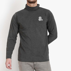 Pull en tricot à col rond pour homme, manches longues, couleur unie, décontracté, 100% coton, 220g, gris, séchage rapide, respirant, uni - Product Image 1