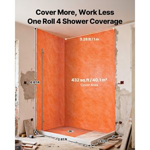 Membrane d'étanchéité pour carrelage 3,3 x 131,7 pieds, 432 pieds carrés, épaisseur 20 mil, rouleau de tissu en polyéthylène, facile à couper, salle de bain, cuisine, sauna - Product Image 3