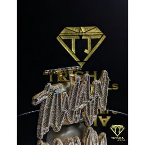 <b>Custom</b> "TWAN" <b>Name</b> Pendant VVS Moissanite Diamond Fully Iced Out 925 Sterling Silver Hip Hop <b>Necklace</b> By Trisha Jewels - Product Image 2