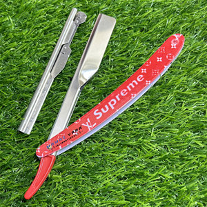 Barber Straight Edge Shaving Razor Professional Barber Straight Slide Out <b>Square</b> Design Gunmetal Finish Precision Grooming <b>Tool</b> - Product Image 4