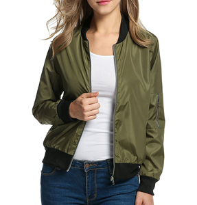 High Quality Breathable Embroidery Plus Size Dyed Long Sleeve Stand Collar Regular Full Zip Bomber <b>Jacket</b> for Women Hot Sale - Product Image 5