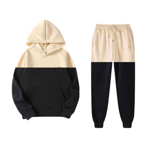 Conjunto Deportivo Unisex con Bloques de Color y Lavado Ácido, Sudadera con Capucha, Pantalones Deportivos, Manga Larga, Ropa Urbana de Invierno, Corte Regular, 100% Poliéster - Product Image 1