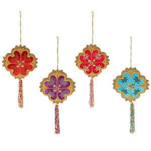 Handmade Zari Hanging for Eid Decoration | <b>Beaded</b> Silk Embroidered Festive Ornament I Designer Zari Work Hanging - Product Image 1