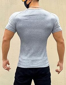 High end <b>mens</b> muscle fit t shirt <b>stretch</b> fabric athletic performance fit custom screen print blank gym tee designed for training - Product Image 3