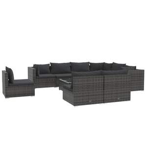 Conjunto de Muebles de Jardín de Ratán PE Gris con Acero con Recubrimiento en Polvo, Plástico y Vidrio - Muebles de Exterior Duraderos - Product Image 2