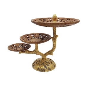 Elegant 3-Tier Brass Antique Finished Cake <b>Stand</b> Handcrafted Metal Decorative Dessert Display With Intricate Cut-<b>Work</b> Design - Product Image 1