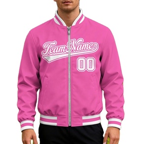 OEM Mens <b>Pink</b> Varsity <b>Jacket</b> High Quality Wool Custom Leather Sleeves Breathable Letterman Versity <b>Jacket</b> - Product Image 1
