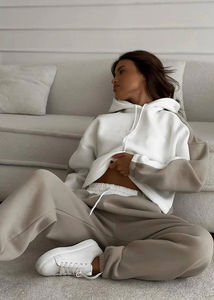 Sweat à capuche personnalisé pour femme, vente en gros, color block, surdimensionné, en polaire, pull d'hiver, streetwear décontracté - Product Image 4