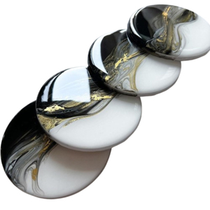 Luxury Handmade White And Gold Flake <b>Epoxy</b> <b>Resin</b> Coaster Set Flower-Shaped Heat-Resistant Decorative <b>Table</b> Mats For Home <b>Table</b> - Product Image 4