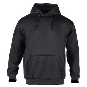 Sudadera con Capucha Negra para Hombre, Corte Regular, Color Sólido, Estilo Casual, con Botones de Crochet, Personalizable, Tejido Grueso, OEM ODM - Product Image 5