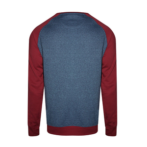 Sweat-shirt en tricot à col rond pour homme, coupe classique, blocs de couleur, manches raglan, décontracté, manches longues, bleu et rouge, pour l'automne - Product Image 2