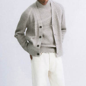 Suéter Cárdigan de Invierno para Hombre de Primera Calidad, Manga Larga, 100% Algodón, Transpirable, Elegante, con Logotipo Frontal - Product Image 6