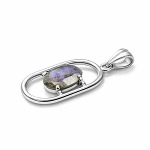 Colgante de Labradorita Ovalada Chapada en Rodio de Plata de Ley al por Mayor, Hecho a Mano, Minimalista, para Uso Diario de Mujer, Regalo para Ella - Product Image 3
