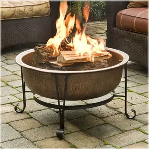 Rustic Stainless Steel <b>Fire</b> <b>Pit</b> Bowl with Powder Coated Finish Freestanding <b>Portable</b> Gas Indoor Outdoor for Garden Heating - Product Image 2