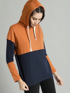 Sudadera con Capucha para Mujer, Diseño Color Block, Manga Larga, Estilo Casual, Otoñal, Tejido de Algodón y Bambú, Transpirable, Corte Regular - Product Image 2