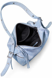 Sac à bandoulière hobo en PU bleu clair avec pompon et sangle unique pour femme, idéal pour le quotidien, les trajets et le shopping - Product Image 2