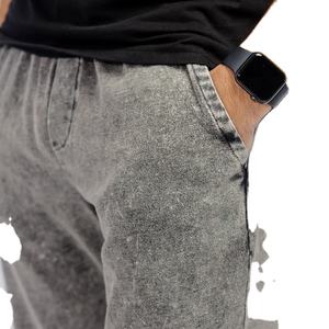 Pantalon de jogging en molleton de coton baggy pour hommes, décontracté, avec logo personnalisé, style délavé et vieilli, streetwear léger - Product Image 5