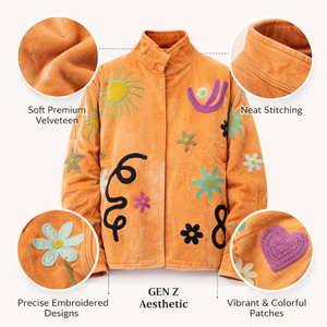 Veste en velours brodée à la main de luxe, style bohème, col montant, cadeau unique pour festival - Product Image 4