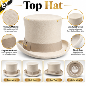 Chapeau haut de forme à structure structurée, coupe confortable et finition élégante pour les mariages, les fêtes, les cérémonies et les rassemblements formels - Product Image 6