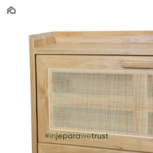 Meuble à chaussures de luxe en teck Japandi écologique, armoire à chaussures en rotin, rangement multi-niveaux, meuble d'entrée pour villa - Product Image 5