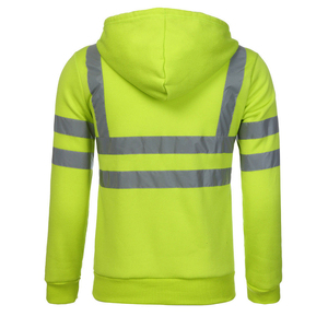 เสื้อฮู้ดสะท้อนแสงสีเขียวมะนาวแบบซิปหน้าพร้อมกระเป๋า  มาตรฐาน ANSI Class 3 สำหรับงานอุตสาหกรรม - Product Image 2