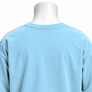 Camiseta de Manga Larga Oversize de Algodón Azul Cielo con Efecto Lavado Vintage, Hombros Caídos, Estilo Casual Urbano, Top Holgado - Product Image 4