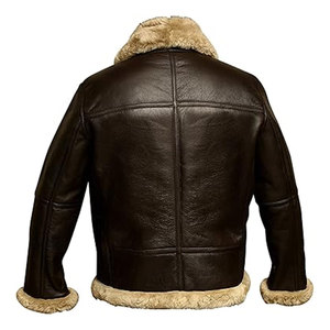 เสื้อแจ็คเก็ตนักบินหนังแกะแท้สไตล์วินเทจสำหรับผู้ชาย ยี่ห้อ Bomber Ginger Aviator รุ่น British Sheepskin Shearling เหมาะสำหรับฤดูหนาว ให้ความอบอุ่น ทำจากหนังแกะแท้ - Product Image 2