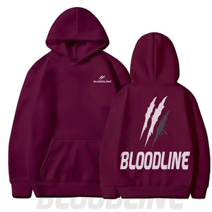 Sweat-shirt à capuche noir pour homme Bloodline, coupe classique, en coton French Terry, décontracté, pour l'automne, avec poche avant et impression par transfert thermique - Product Image 2