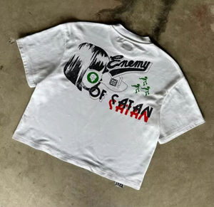 Camiseta Vintage con Logotipo Personalizado OEM, 100% Algodón, Impresión por Serigrafía, Lavado a la Piedra, Camiseta Hip Hop para Hombre - Product Image 6