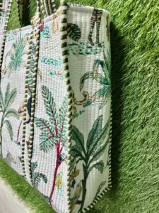 Safari Print Handmade <b>Tote</b> <b>Bag</b> | <b>Quilted</b> Cotton Animal Print <b>Tote</b> <b>Bag</b> | Handmade Tropical Shoulder <b>Bag</b> For Shopping, Travel Use - Product Image 6
