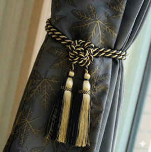 Elegant Traditional Curtain <b>Tiebacks</b> with Gold and Black Tassels Classic Design for Window Drapes Accessory - Product Image 1