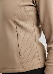 Chaqueta de equitación para mujer, corte ajustado, con cremallera, abrigo para jinete, elástica, transpirable, ropa deportiva para exteriores, color beige - Product Image 5