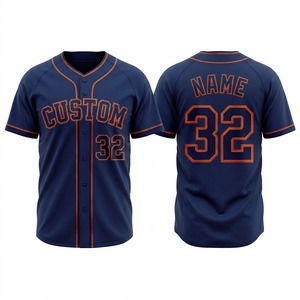 Camiseta de Béisbol Azul Personalizada para Hombre, Manga Corta, Cuello en V, Poliéster que Absorbe la Humedad, Corte Regular, Impresión Sublimada 24 - Product Image 5