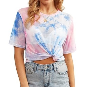 Débardeur en résille respirant pour femme, sexy, transparent, tie-dye, court, éco-responsable, pour clubbing et entraînement, t-shirts en résille tie-dye - Product Image 1