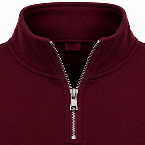 Men's Burgundy <b>Quarter</b> <b>Zip</b> Knit <b>Sweater</b> Regular Fit Stand Collar Long Sleeve Solid Color Winter Wear Front Logo Polyester/Cotton - Product Image 4