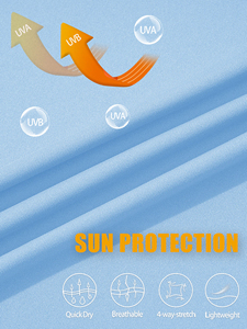 เสื้อยืดตกปลาผู้ชายน้ำหนักเบา สีพื้น มีฮู้ด ป้องกันแสงแดด UPF 50+ แขนยาว สำหรับเล่นกีฬาและตกปลา - Product Image 4