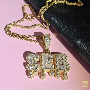 Moissanite Diamond " Jordo" Pendant <b>Chain</b> Custom <b>Name</b> Necklace Luxury Hip Hop Jewelry - Product Image 6