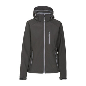 <b>Women's</b> <b>Black</b> Soft Shell Jacket <b>Hooded</b> Zip Up Stand Collar Outdoor <b>Coat</b> - Product Image 6