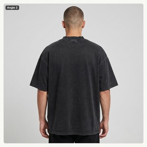 เสื้อยืดผู้ชายทรงครอป คอโอ แขนสั้น ผ้าหนา 300 กรัม ระบายอากาศได้ดี พิมพ์ลาย DTG แบบกำหนดเอง ลายกราฟิกสไตล์ Acid Wash พร้อมหมุดตกแต่ง - Product Image 2