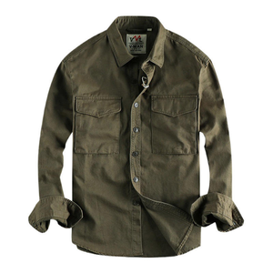 Camisa de algodón lavado para hombre, estilo cargo, para senderismo al aire libre, con etiquetas y insignias tejidas personalizadas - Product Image 2